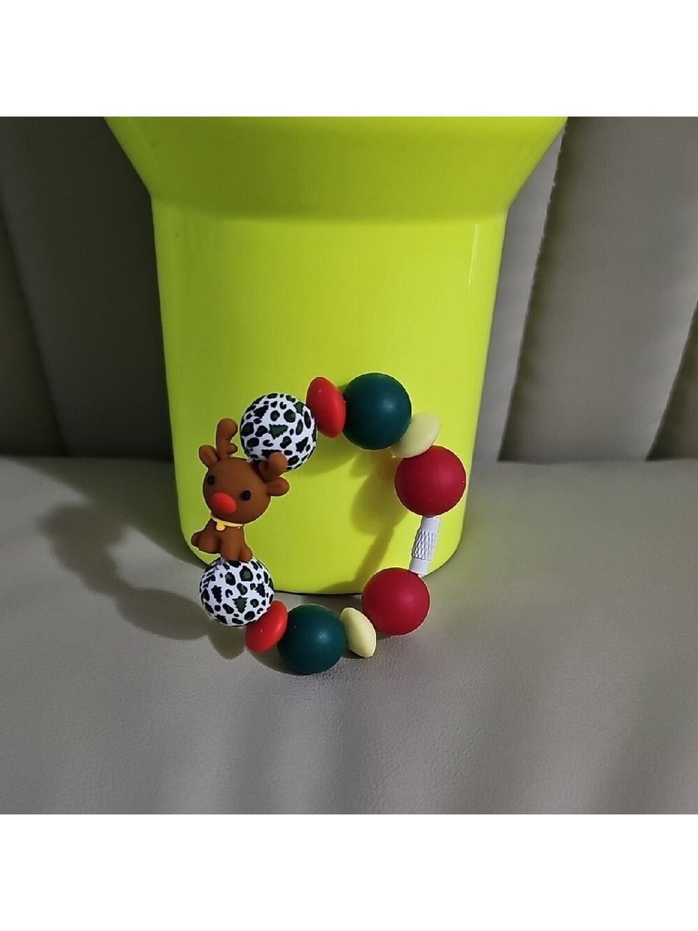 Colorful Christmas Rudolph Reindeer Tumbler Charm